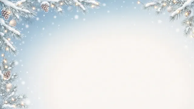 Новогодний фон для презентации: снежные ветки и огоньки