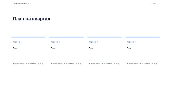Слайд 7: План на квартал